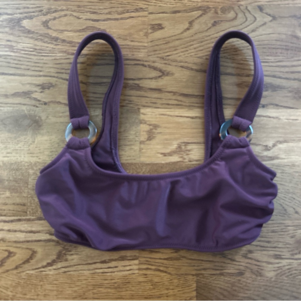 Abercrombie Fitch Bikini Top Swim Burgundy Maroon XXS Scoop Ring Women Wine